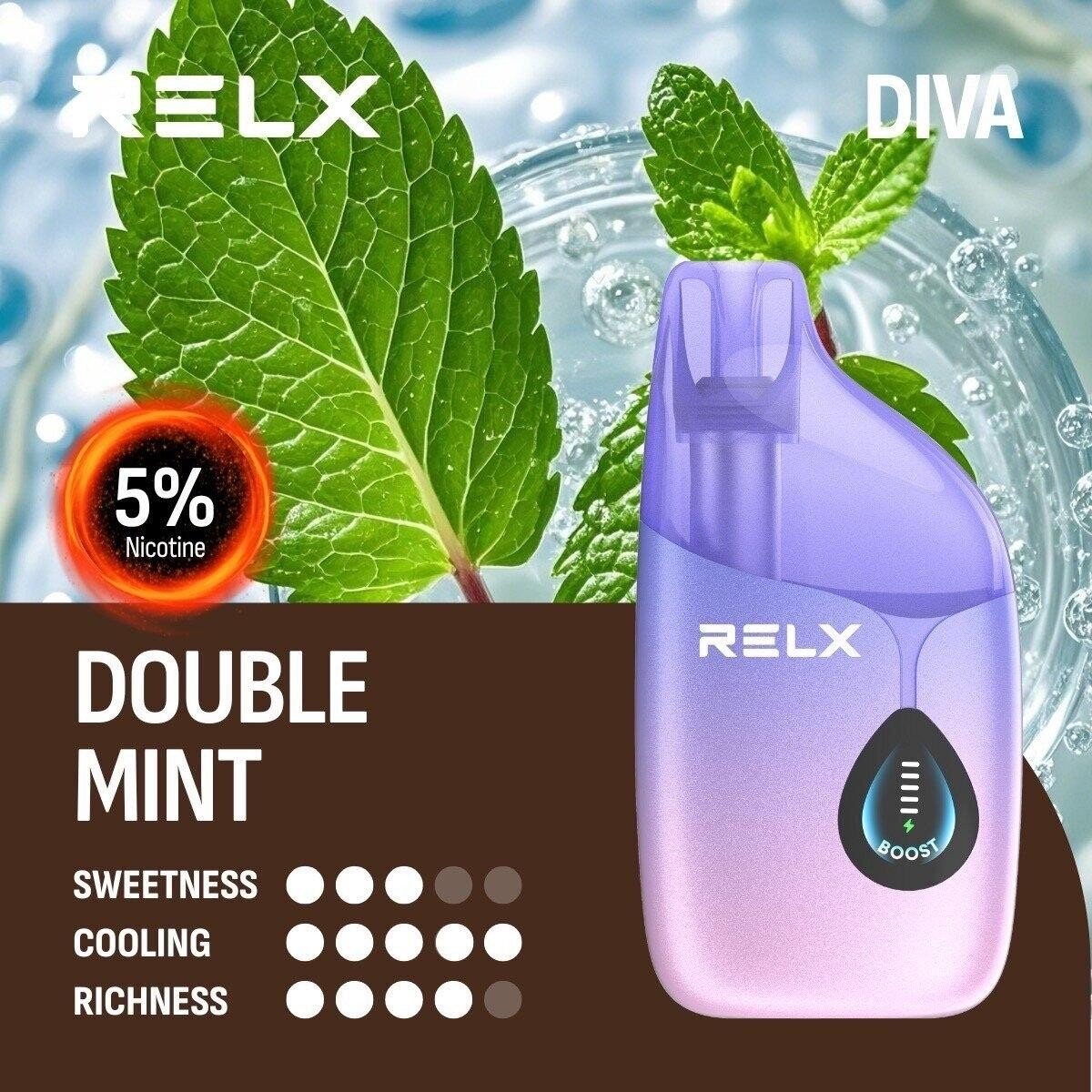 RELX DIVA 30000 PUFFS ดับเบิ้ลมิ้นท์ 5%