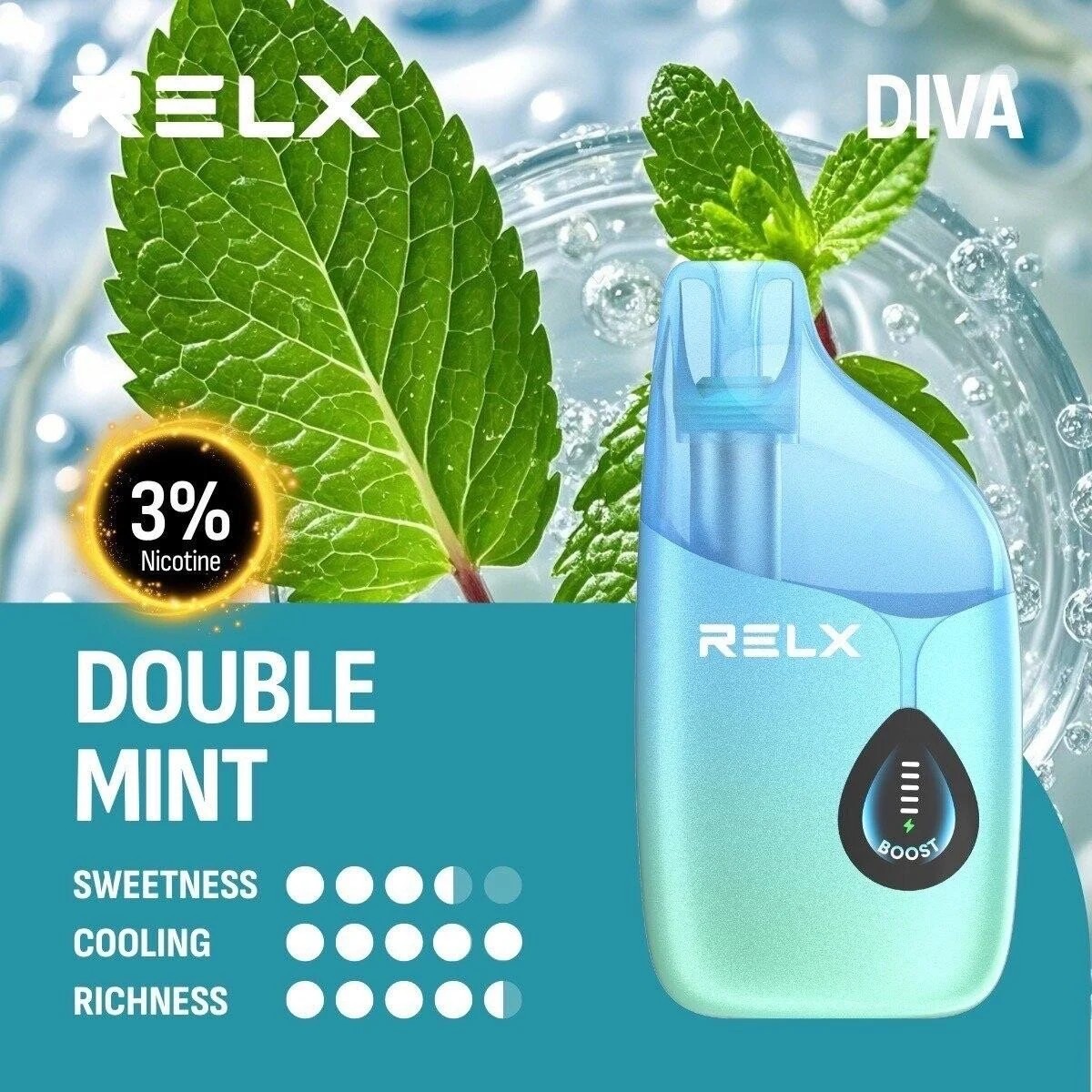 RELX DIVA 30000 PUFFS ดับเบิ้ลมิ้นท์